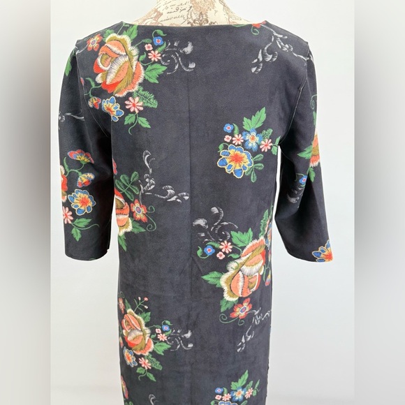 DOR DOR COUTURE Dark gray with floral print Mini shift Dress size S - Picture 4 of 13